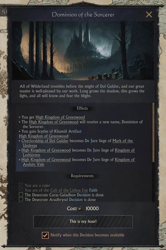 Кампания Дол Гулдура в моде по Властелину колец для Crusader Kings 3
