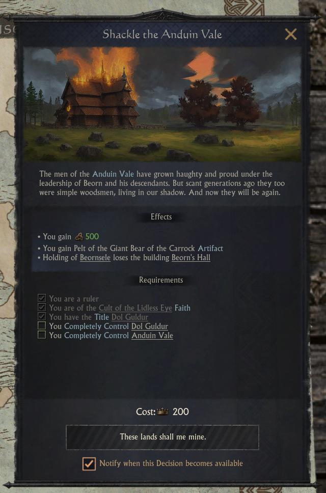 Кампания Дол Гулдура в моде по Властелину колец для Crusader Kings 3