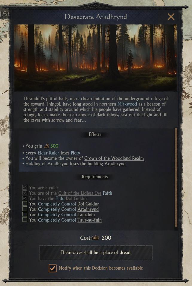 Кампания Дол Гулдура в моде по Властелину колец для Crusader Kings 3