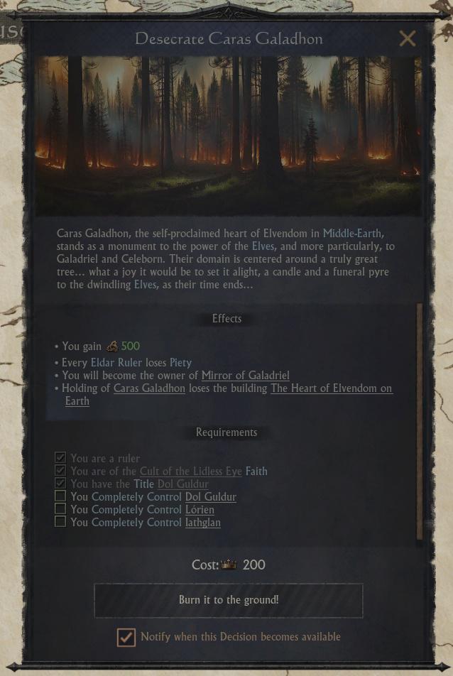 Кампания Дол Гулдура в моде по Властелину колец для Crusader Kings 3